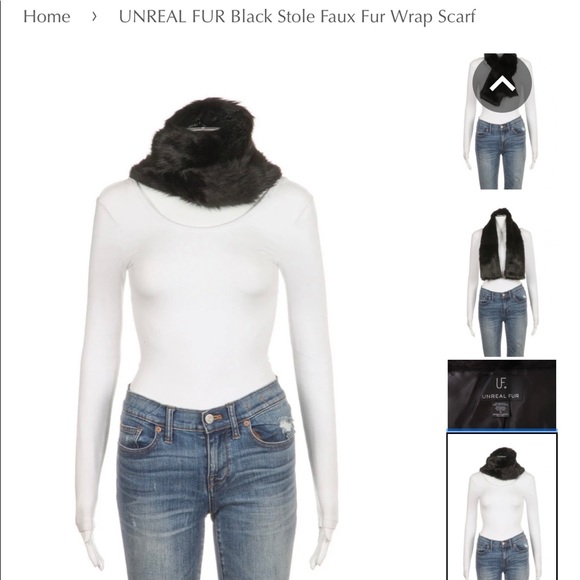 UNREAL FUR Black Stole Faux Fur Wrap Scarf - Picture 10 of 14